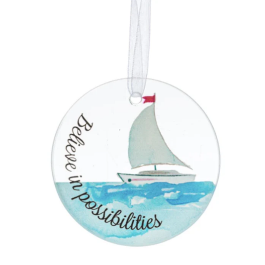 Believe In Possibilities, Coastal Glass Ornament