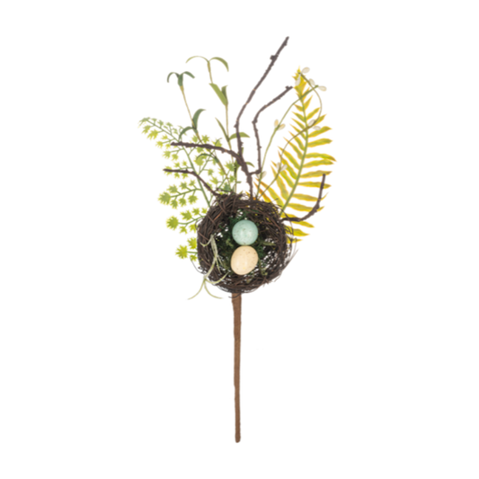 Bird Eggs w/Nest, Floral Pick