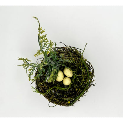 Moss and Fern Bird's Nest with Eggs