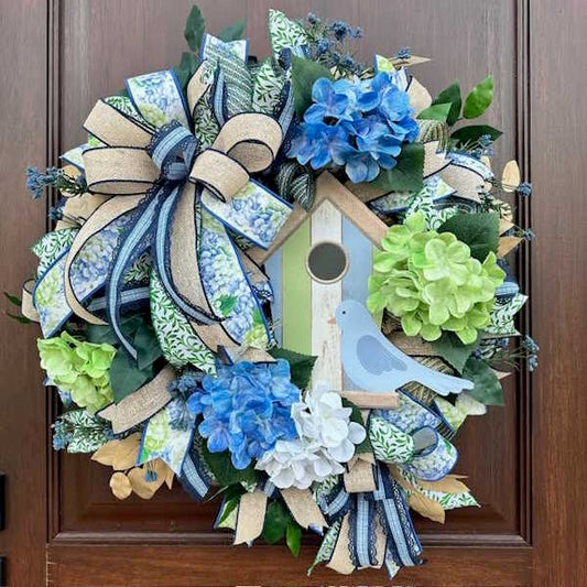 Birdhouse Wreath-Handmade, Custom