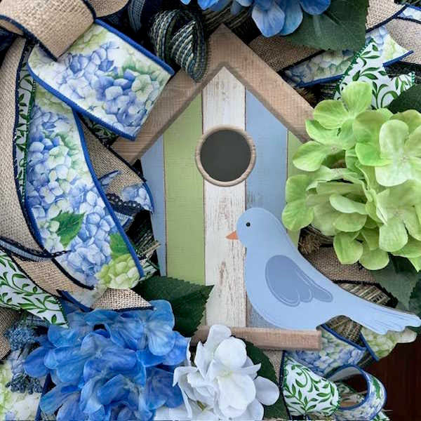 Birdhouse Wreath-Handmade, Custom