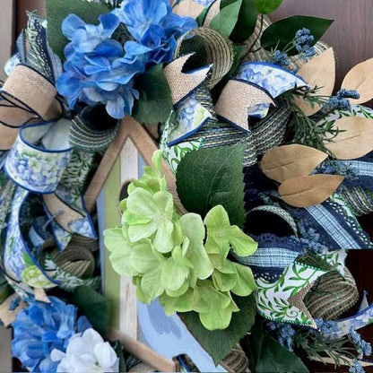 Birdhouse Wreath-Handmade, Custom