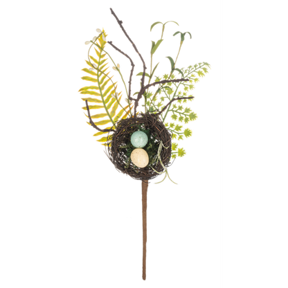 Bird Eggs w/Nest, Floral Pick