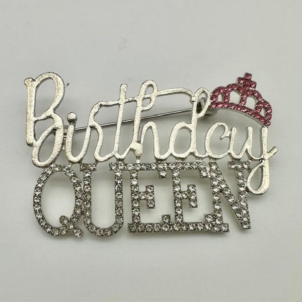 Birthday Queen Rhinestone Brooch-Assorted, each sold separately