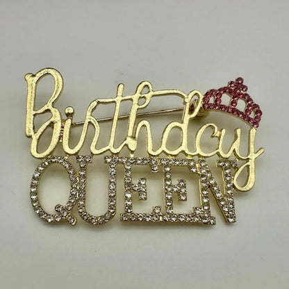 Birthday Queen Rhinestone Brooch-Assorted, each sold separately