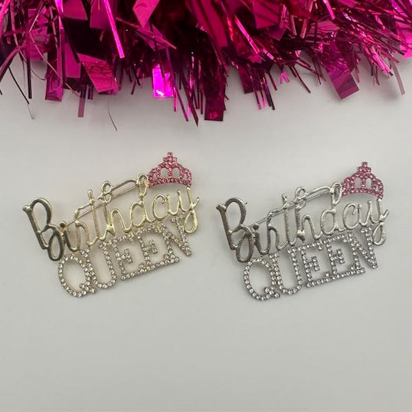 Birthday Queen Rhinestone Brooch-Assorted, each sold separately