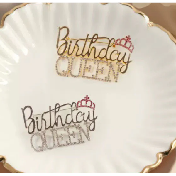 Birthday Queen Rhinestone Brooch-Assorted, each sold separately