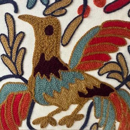 Phoenix Crewelwork Embroidered Pillow