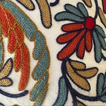 Phoenix Crewelwork Embroidered Pillow