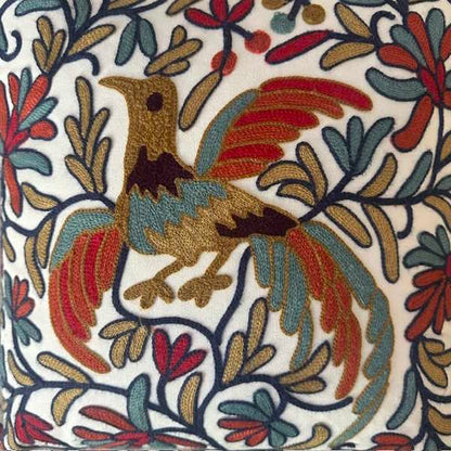 Phoenix Crewelwork Embroidered Pillow