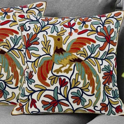 Phoenix Crewelwork Embroidered Pillow