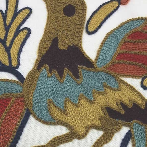 Phoenix Crewelwork Embroidered Pillow