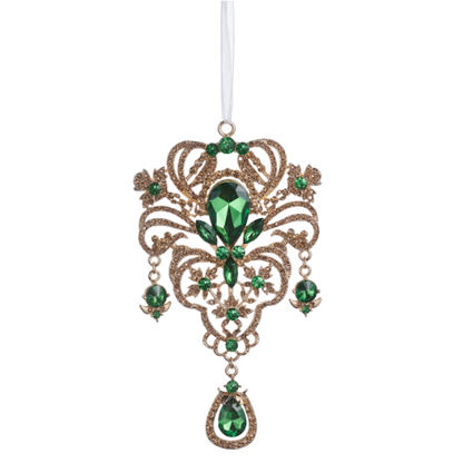 Red and Green Brooch Drop Ornament