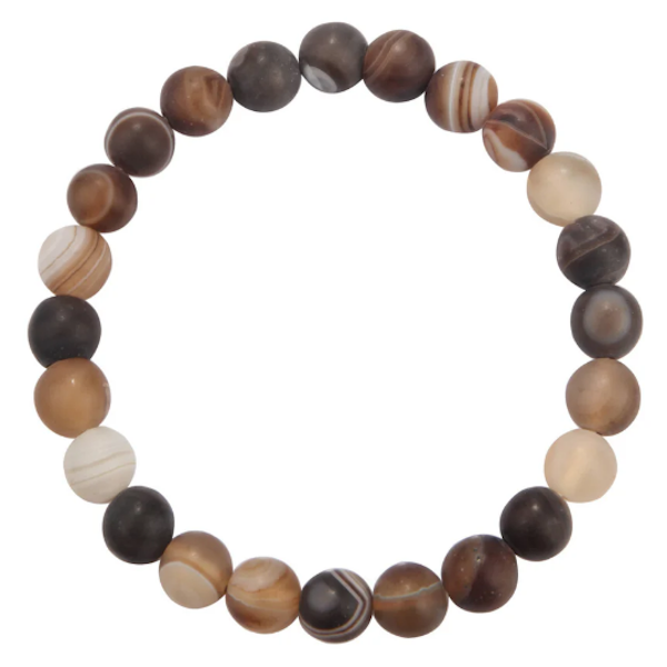 Brown Agate Beaded Stretch Bracelet