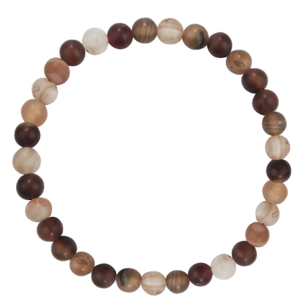 Brown Agate Beaded Stretch Bracelet