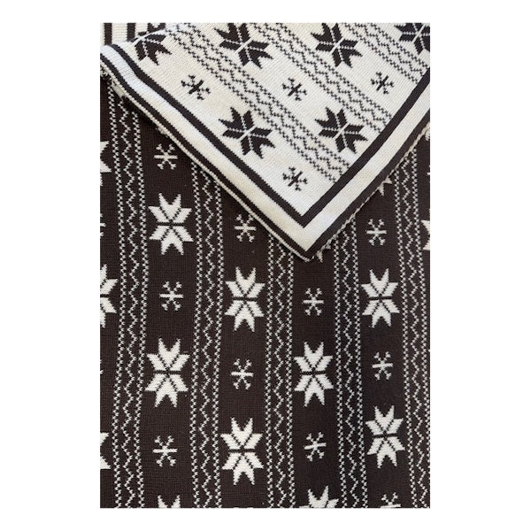 Nordic Style Cotton Throw-Dark Brown/Cream