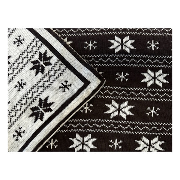 Nordic Style Cotton Throw-Dark Brown/Cream