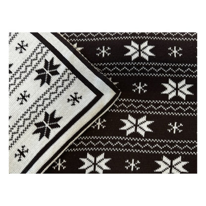 Nordic Style Cotton Throw-Dark Brown/Cream