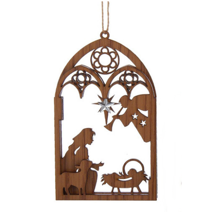 Brown Wooden Nativity Ornaments-Assorted, each sold separately