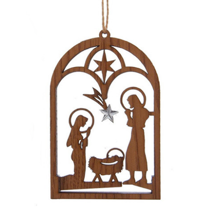 Brown Wooden Nativity Ornaments-Assorted, each sold separately