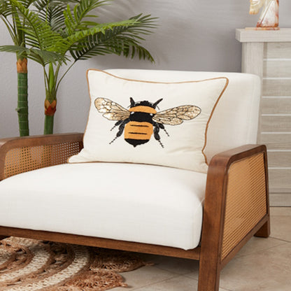 Embroidered Bumble Bee Pillow