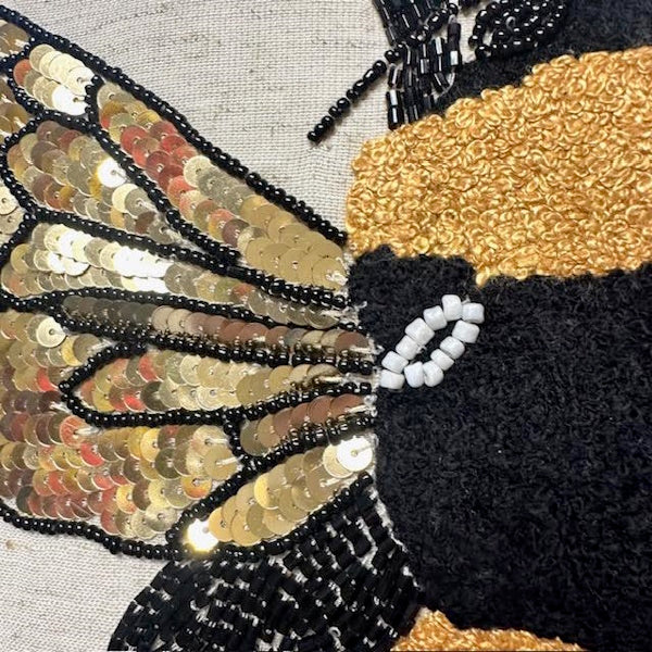 Embroidered Bumble Bee Pillow