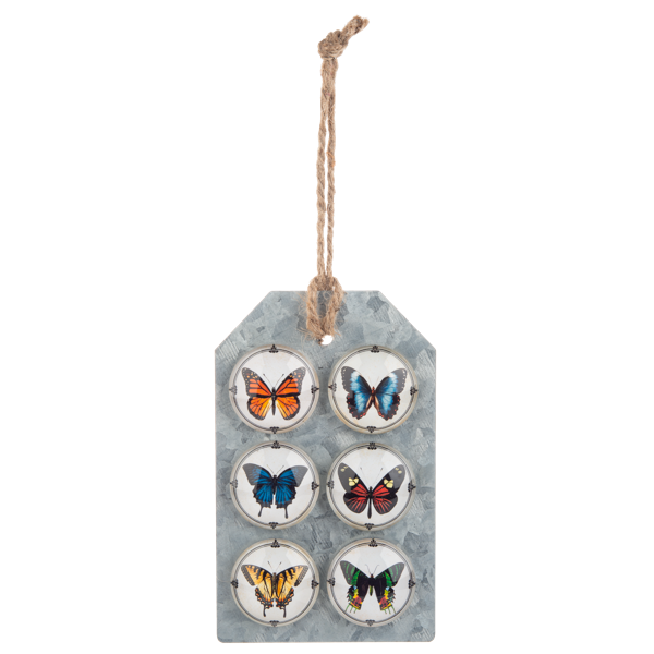 Glass Butterfly Magnets-Set of 6
