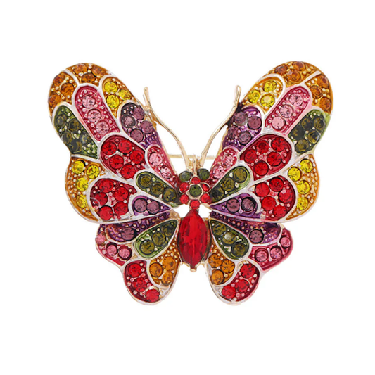 Butterfly Rhinestone Brooch-Multi