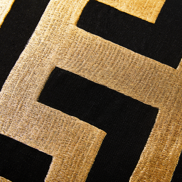 Greek Key Pillow, Black & Gold