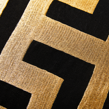 Greek Key Pillow, Black & Gold