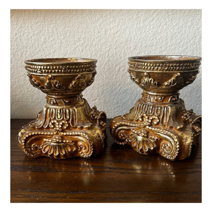 Gold Acanthus Jeweled Candle Base