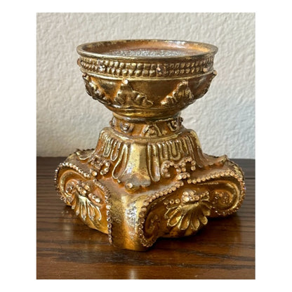 Gold Acanthus Jeweled Candle Base