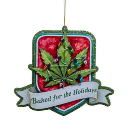 Cannabis Leaf With Sayings Ornaments, 2 Assorted, each sold separately