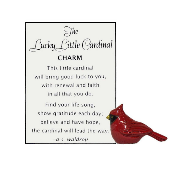 Lucky Little Cardinal Charm with Insert Card