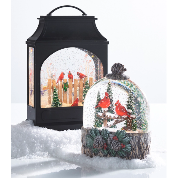 Cardinal Perch Lighted Water Globe