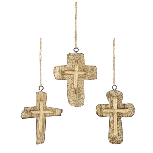 Carved Wood Cross Ornament-Assorted Styles, sold separately