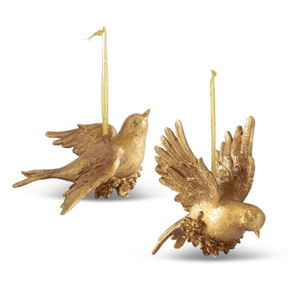 Carved Gold Leaf Bird Ornament-Assorted Styles, sold seperately