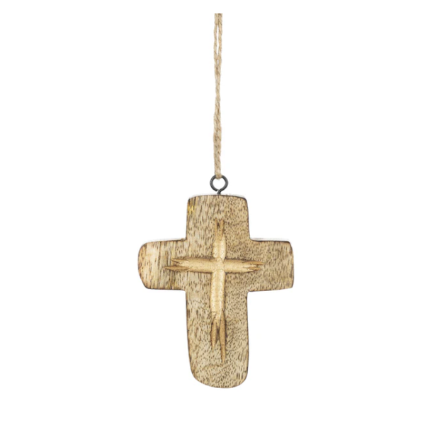 Carved Wood Cross Ornament, each sold seperately