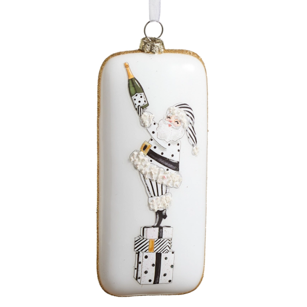 Champagne Santa Rectangle Ornament
