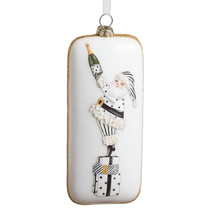 Champagne Santa Rectangle Ornament