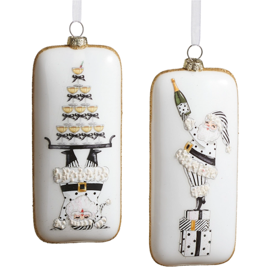 Champagne Santa Rectangle Ornament