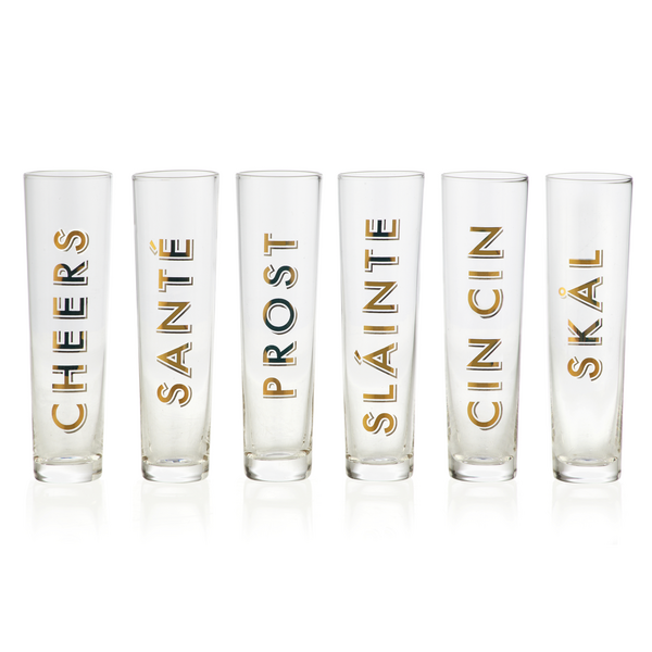 Cheers! Stemless Champagne Flutes, Set of 6