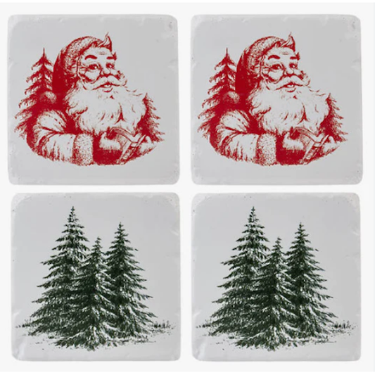 Santa and Forest Christmas Coaster Set