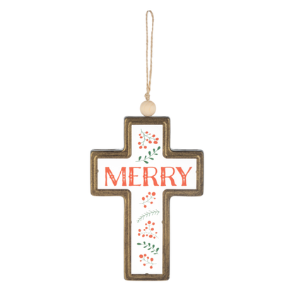 Christmas Text Cross Ornament-Assorted Styles, each sold separately