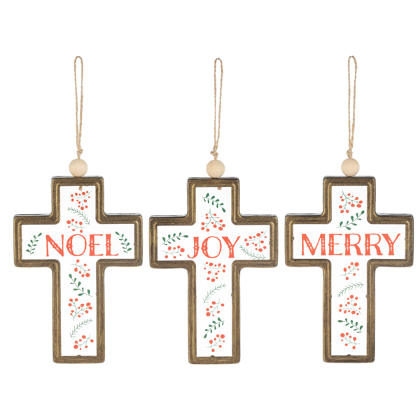 Christmas Text Cross Ornament-Assorted Styles, each sold separately