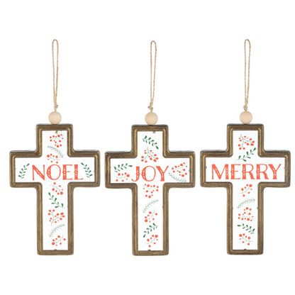 Christmas Text Cross Ornament-Assorted Styles, each sold separately