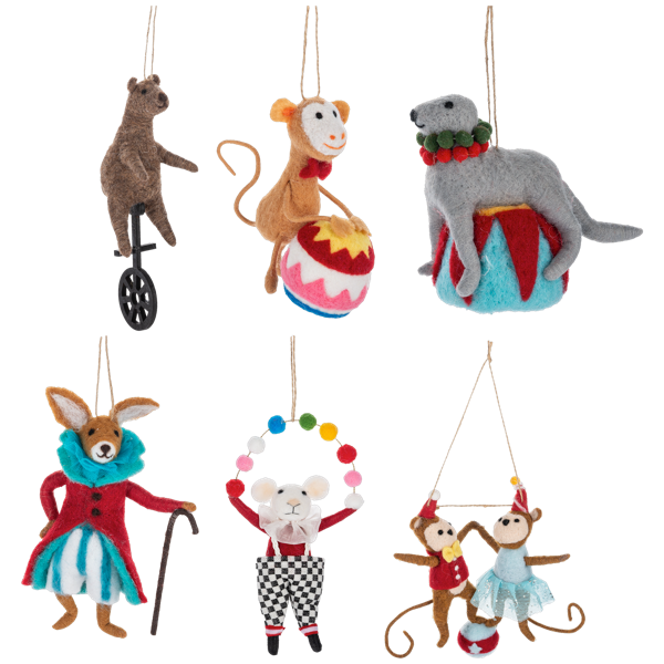 Handcrafted Circus Animal Ornament-Assorted, each sold separately
