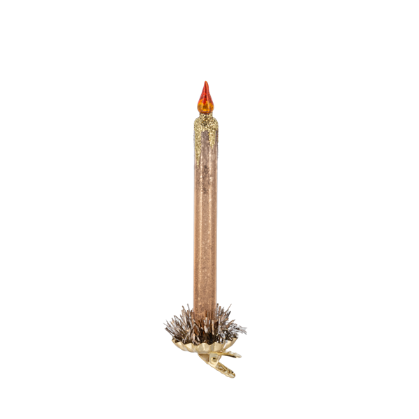 Clip-On Glass Candle Ornament-Red or Gold, each sold separately