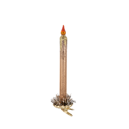 Clip-On Glass Candle Ornament-Red or Gold, each sold separately