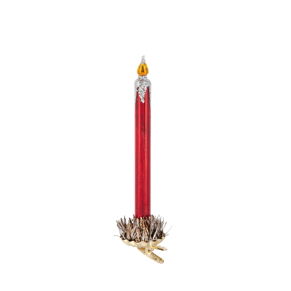 Clip-On Glass Candle Ornament-Red or Gold, each sold separately
